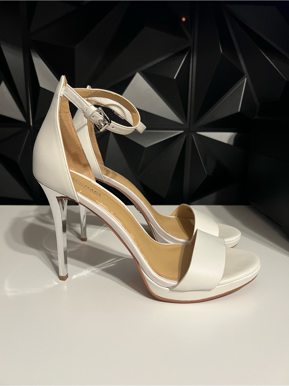 Michael Kors White Ankle-Strap High Heel Sandals